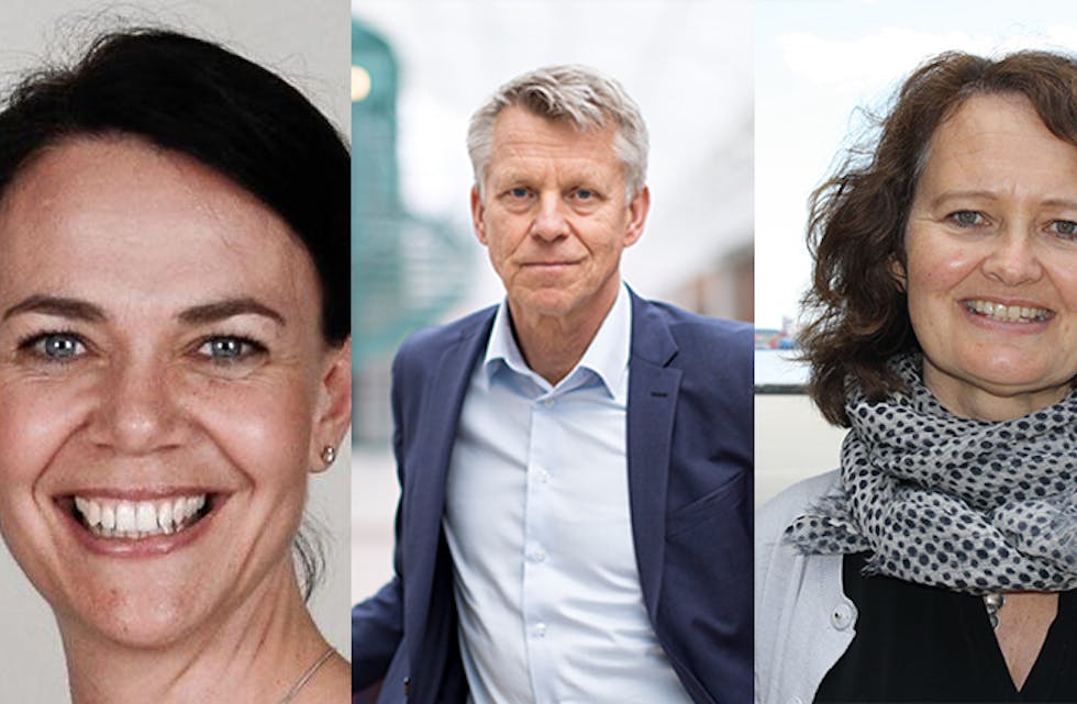 Heidi Kristin Ormstad (f.v.), Kristian Bogen og Ingvild Marheim Larsen har fått tilbod om toppleiarstillingar ved USN.