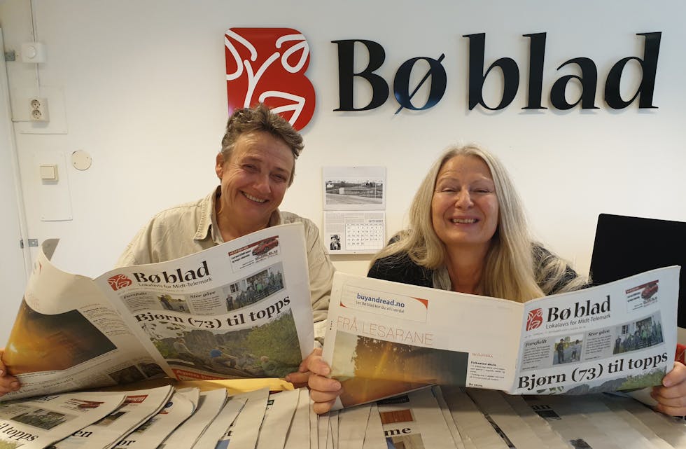 FÅR FLEIRE ABONNENTAR. Bø blad - lokalavis for Midt-Telemark aukar opplaget med 62 i siste halvår. Det jublar journalistane Marta Kjøllesdal (t.v.) og Gro Birgitte Røiland for.
