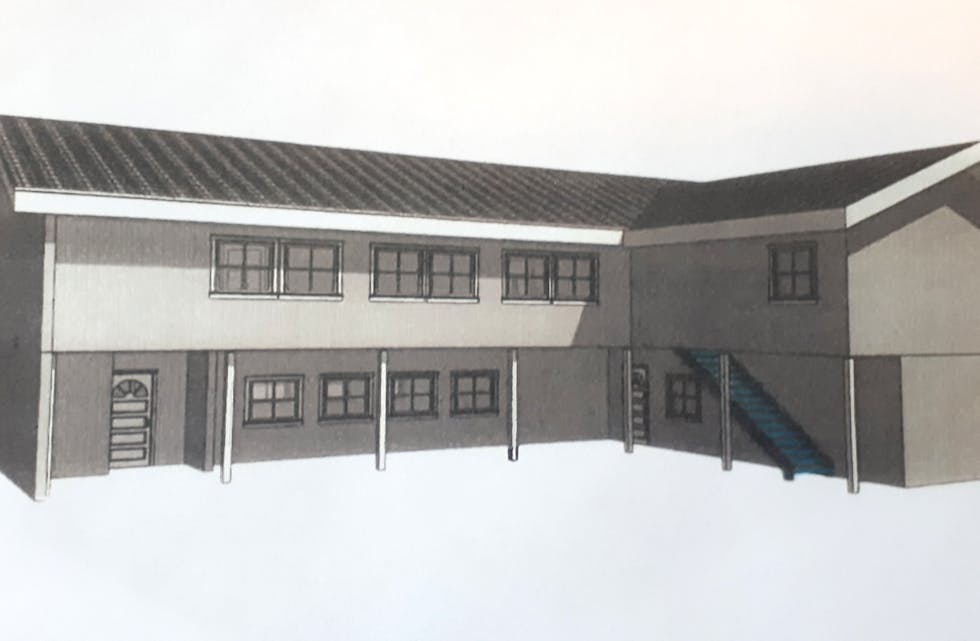 BYGGJER PÅ: Sauar friskole ønskjer å byggje på ny 2. etasje på ein eksisterande fløy. Illustrasjonsteikning