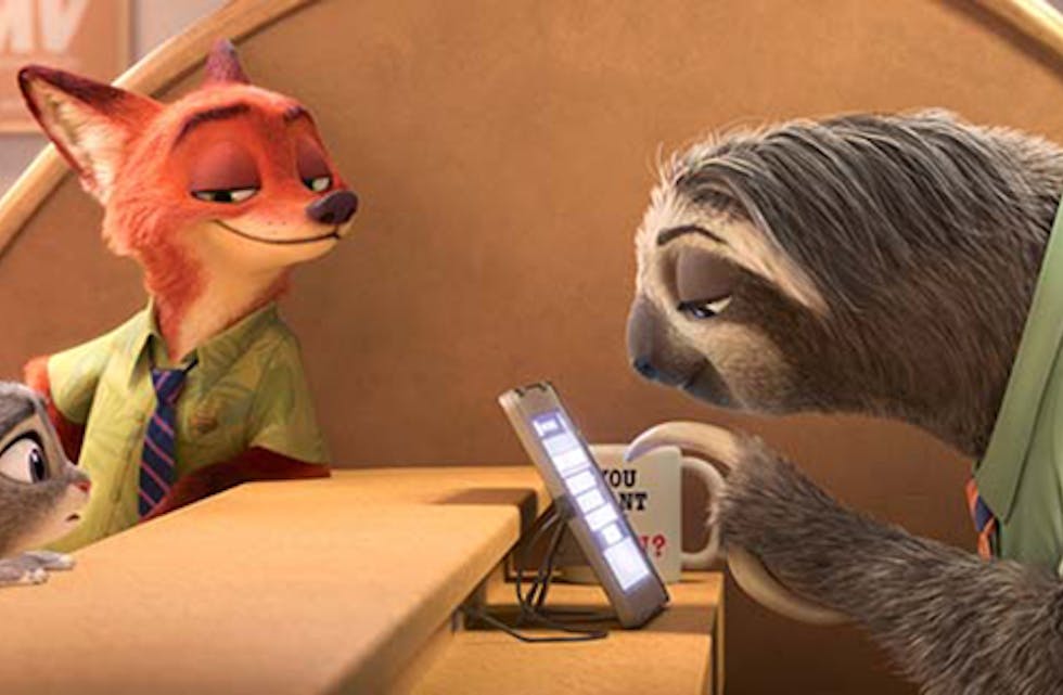 ZOOTOPIA ??FLASH, THE FASTEST SLOTH AT THE DMV -- When rookie rabbit officer Judy Hopps (voice of Ginnifer Goodwin) has only 48 hours to crack her first case, she turns to scam-artist fox Nick Wilde for help, but he doesn't always have her best interests at heart. Their investigation takes them to the local DMV (Department of Mammal Vehicles), which is staffed entirely by sloths. Directed by Byron Howard and Rich Moore, and produced by Clark Spencer, Walt Disney Animation Studios' "Zootopia" opens in U.S. theaters on March 4, 2016. ?2015 Disney. All Rights Reserved.