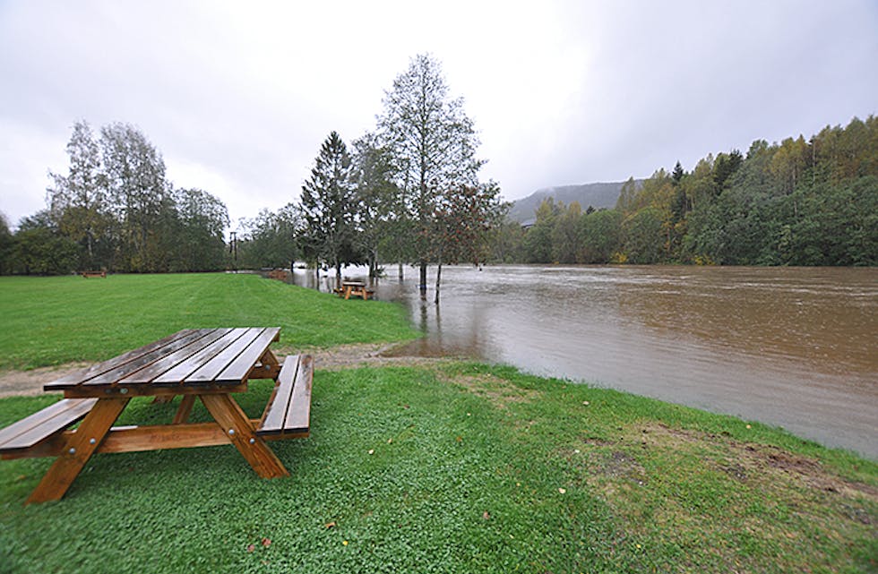 Midt-Telemark regn flaum

DRUKNA BENK: På Farstadsletta ser det ut til å stå ein drukna benk ute i elva. 