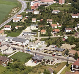 Bø sentrum og Gymnasbakken på 1970-talet. 
