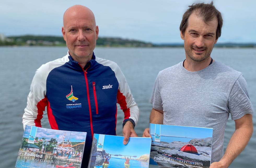 PROSJEKTLEIARAR: Bård Andresen og Kristian Ingdal har vore ansvarlege for å utvikle padleruta frå Vestfold til Telemark.