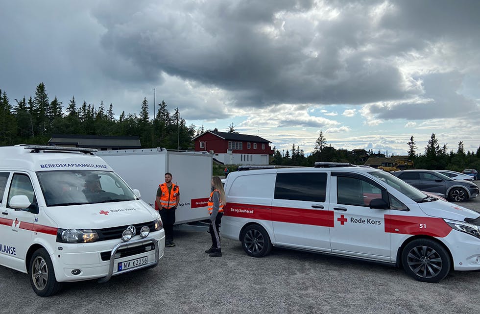 ÅTTE PERSONAR: Bø og Sauherad Røde Kors stilte med åtte personar og utstyr på Lifjell. 