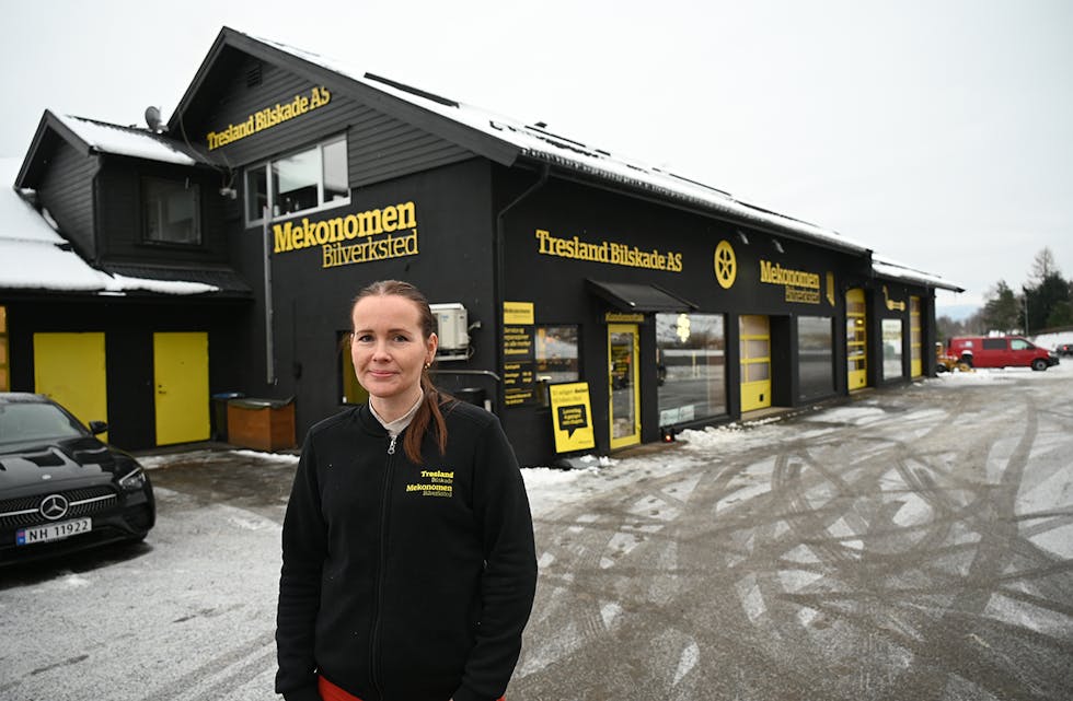 BILVERKSTAD: Anne Birgit Tresland, driftsleiar hjå Tresland Bilskade Mekonomen Bilverksted.