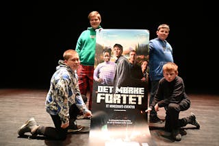 MINECRAFT-TEATER: Jesper Langeveld Sas (f.v.), Oliver Kambestad Raukleiv, Mathias Dammen Gulhaug og Mikkel Thorvaldsen.