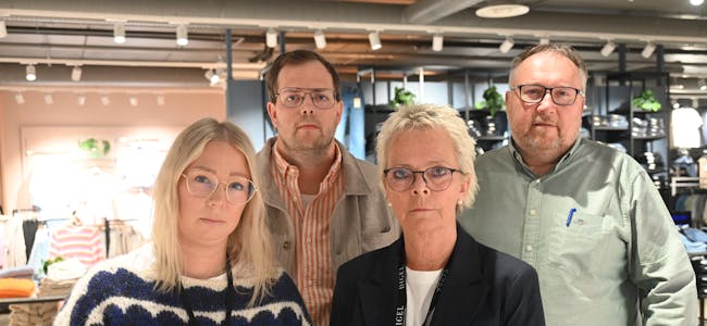 PROBLEM FOR STORT HANDELSHUS: Sønstebøfamilien står samla i ei tung tid. F.v. Monica Sønstebø Bergan, Morten Sønstebø, Tove Sønstebø og Jan Helge Sønstebø.